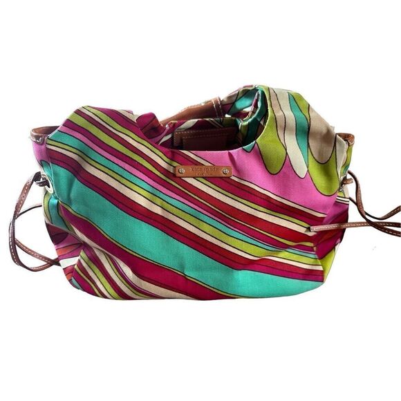 Kate Spade New York Vibrant Spring Canvas & Leather Purse - Picture 1 of 9